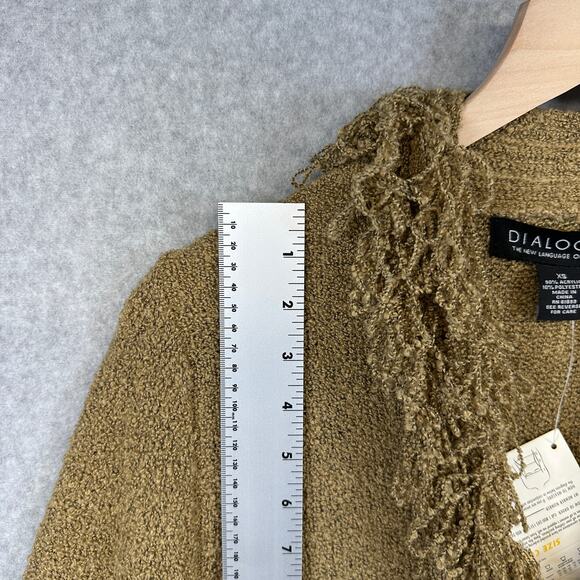 Dialogue Sweater Womens Size XS Brown Acrylic Blend Boucle Fringe Cardigan NWT - Picture 11 of 15
